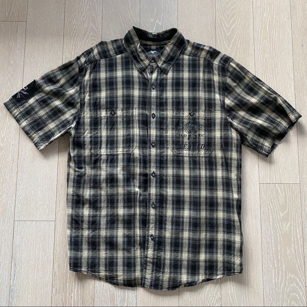 Harley-Davidson Men's Plaid Flannel Short Sleeve Shirt